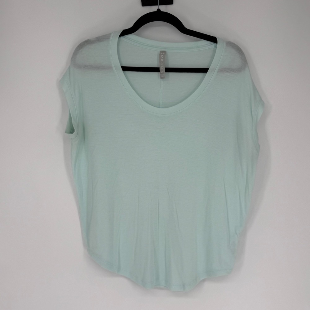 ATHLETA Shirt Tunic Aqua Green Small Scoop Neck Workout Activewear Granola Girl